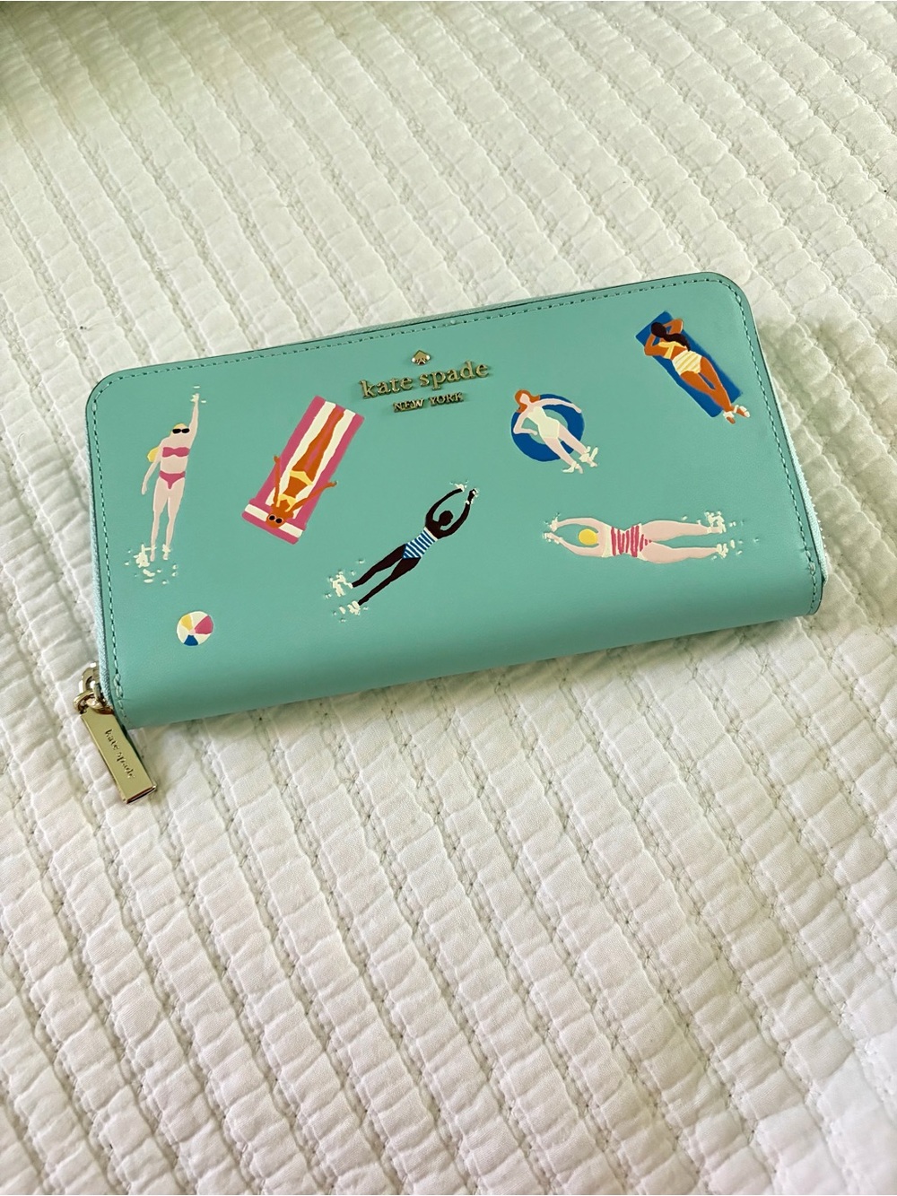 Kate Spade swimmer print zip-around wallet in Green Like